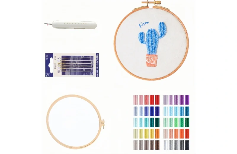 blue cactus embroidery kit diy plant pattern for beginners blue cactus embroidery kit diy plant pattern for beginners