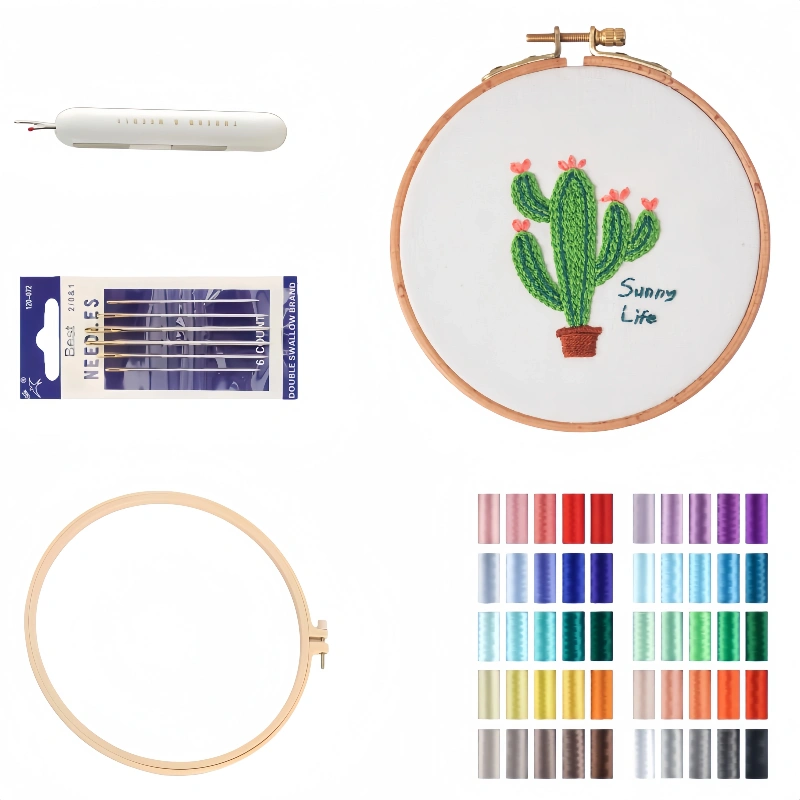 cactus embroidery kit diy plant pattern for beginners craft