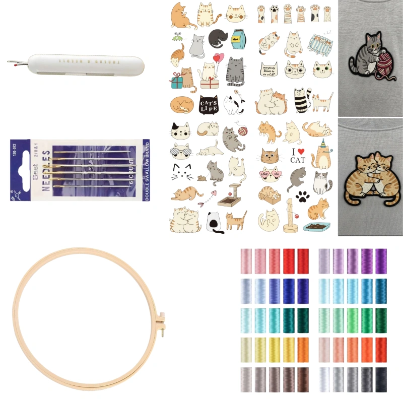 feline friendship: stick & stitch embroidery bundle