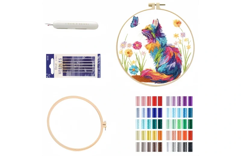 colorful cat embroidery kit diy animal pattern for beginners colorful cat embroidery kit diy animal pattern for beginners