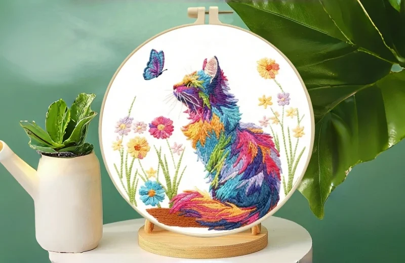 colorful cat embroidery kit diy animal pattern for beginners colorful cat embroidery kit diy animal pattern for beginners