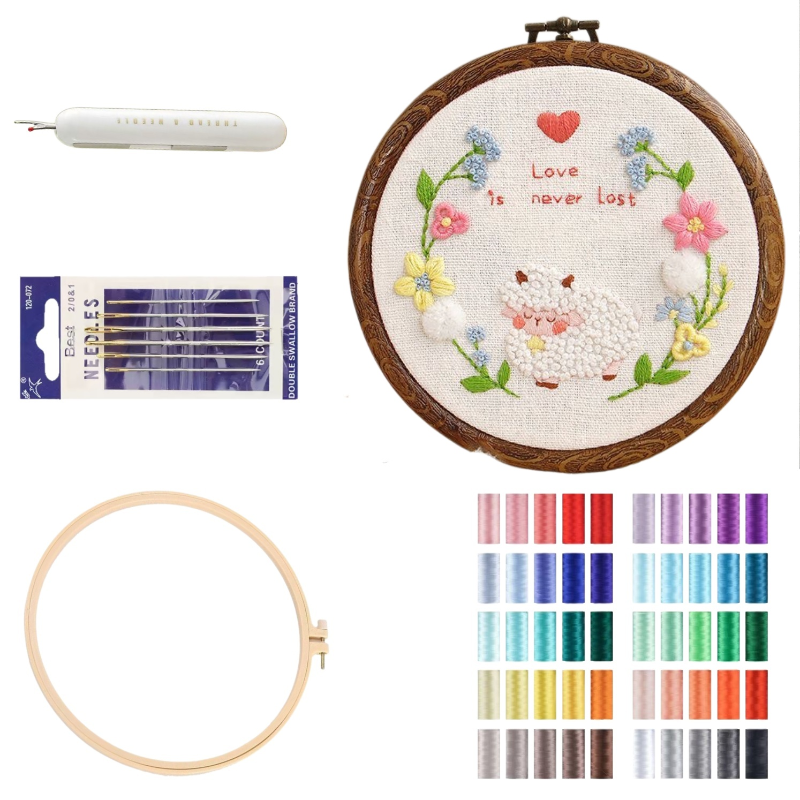"eternal love" | complete diy sheep & floral embroidery kit