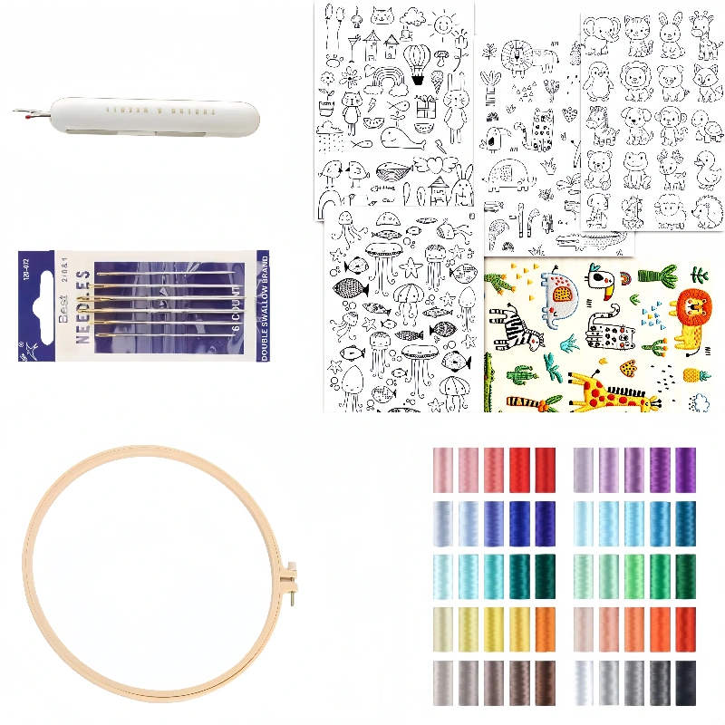water soluble embroidery kit cute animal diy patterns set