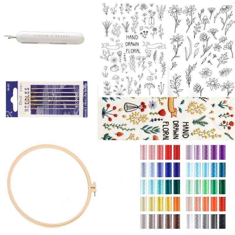water soluble embroidery kit diy floral patterns for beginners