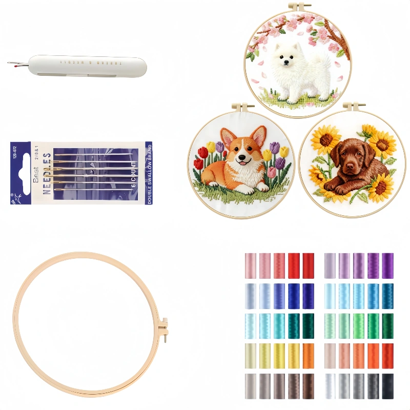 dog embroidery kit diy pet pattern for beginners
