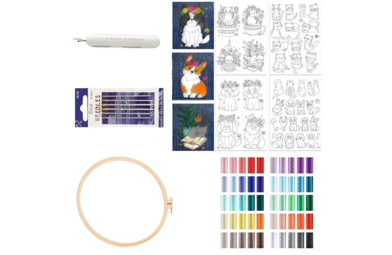 "floral paws" | complete diy dog & cat water soluble embroidery kit "floral paws" | complete diy dog & cat water soluble embroidery kit