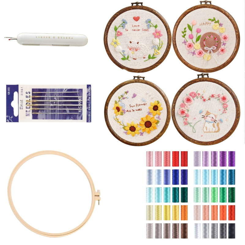 "stitched with affection" | complete diy cat & floral embroidery kit